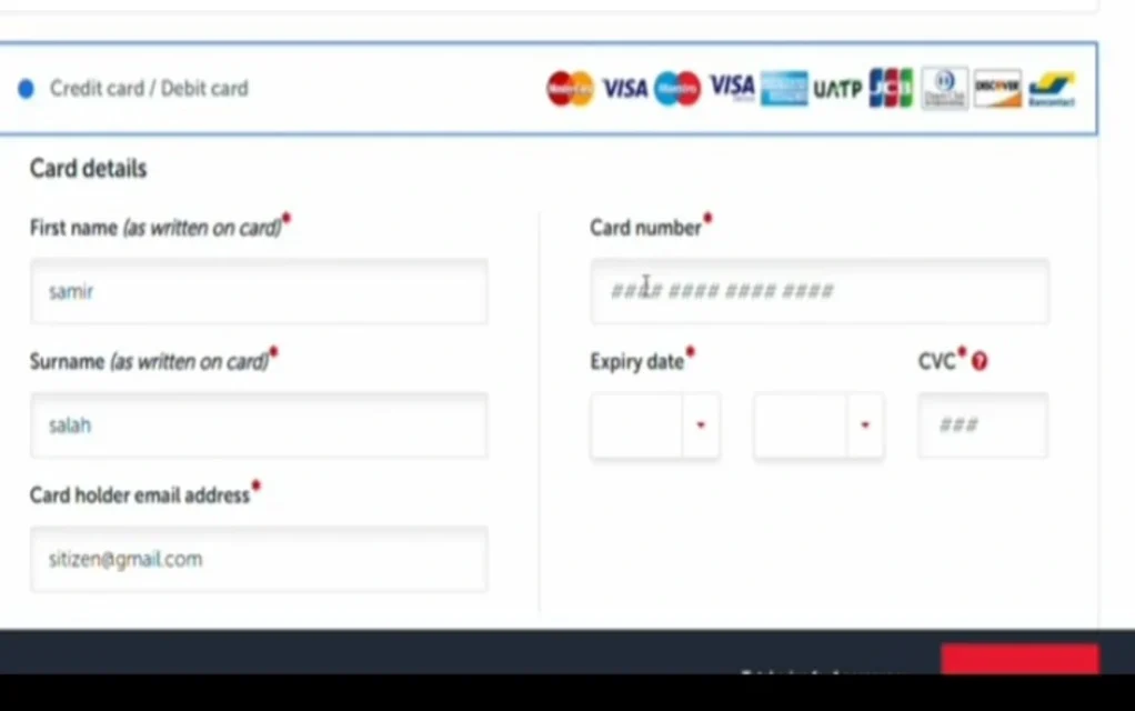 عملية الدفع عبر البطاقة