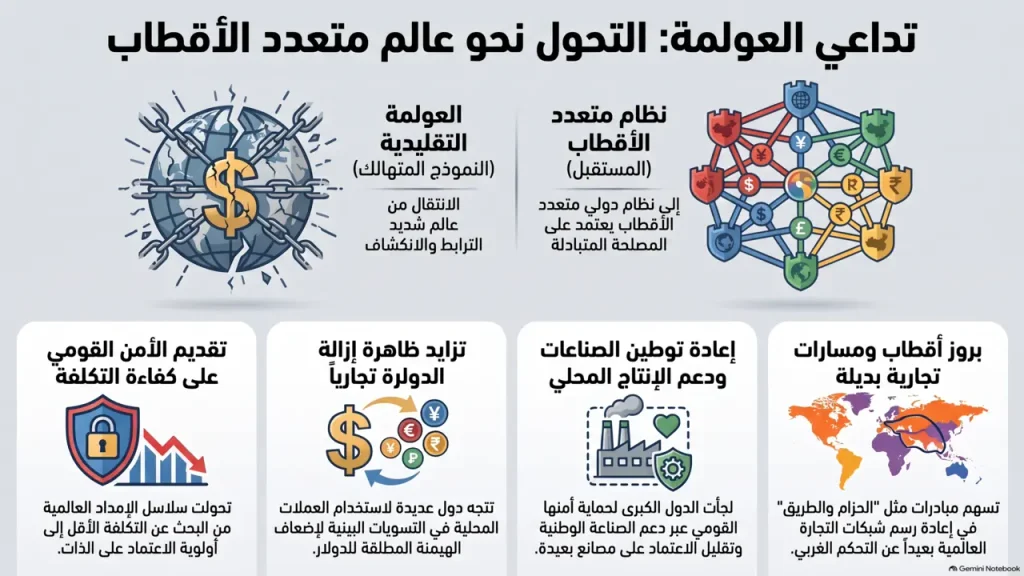 التحول_نحو_عالم_متعدد_الأقطاب تداعي العولمة. التحول نحو عالم متعدد الاقطاب
